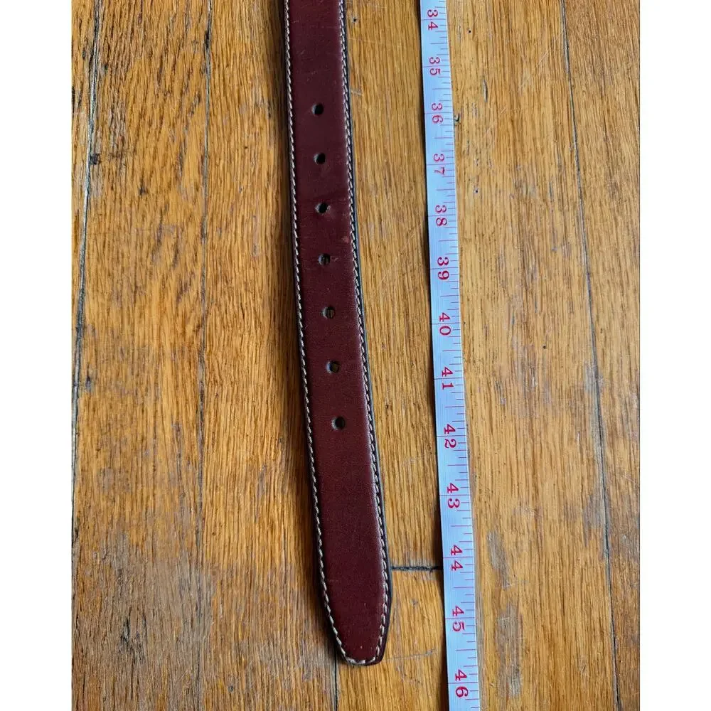 Distressed Brown Leather Belt w/Stitch Accent Mens sz L.
